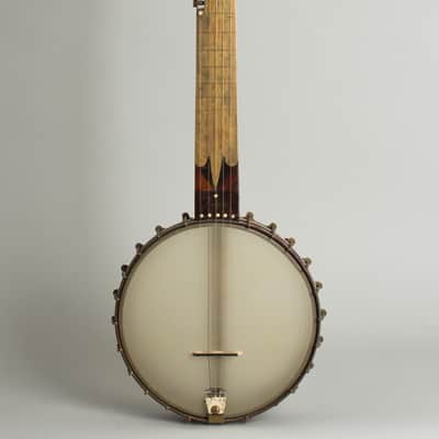 Minstrel Banjo (maker unknown), c. 1870, original black coffin case. image 1