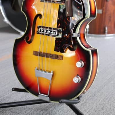 1960's Royal Violin Bass Sunburst Electric Bass Guitar - w/ Gig Bag image 5