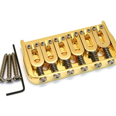 Hipshot 41065G 6-String Hardtail Fixed Electric Guitar Bridge .175" - GOLD