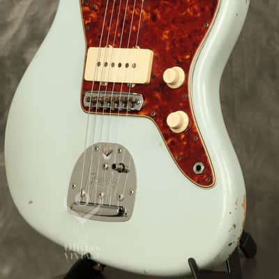 RARE custom color 1962 pre-CBS Fender Jazzmaster w/SLAB BOARD original SONIC BLUE over Sunburst image 5
