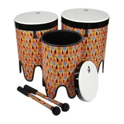 Toca Sympatico Nesting Tom Tom Set 12/14/16 Kente Cloth w/Pretuned Fiber Dot Heads