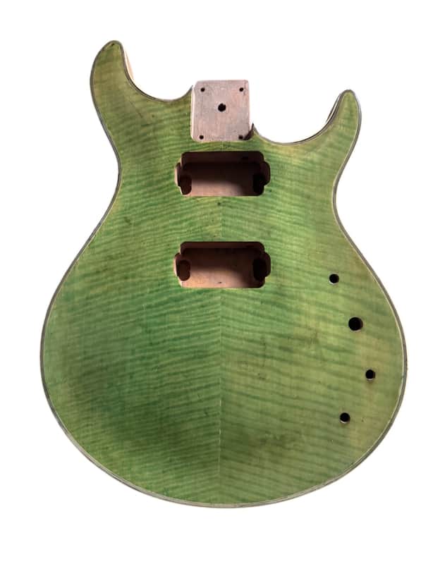 Green HH Double Cutaway Guitar Mahogany Body with Tiger Maple Top image 1