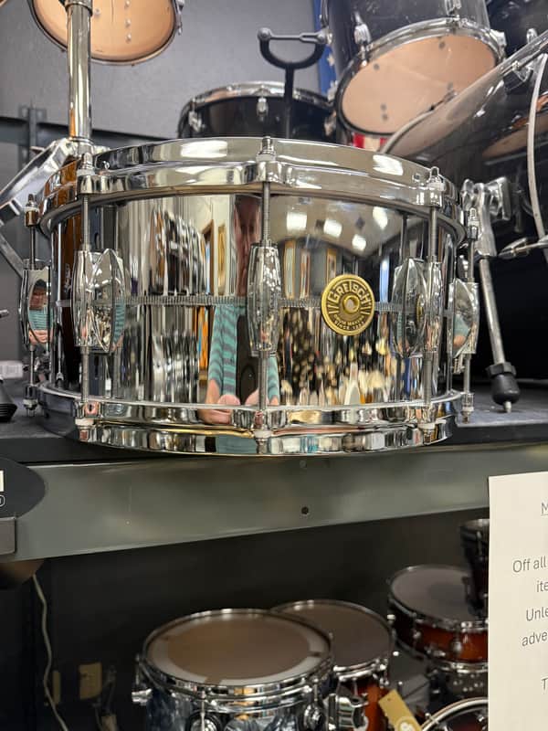 Gretsch G4164 USA Custom Chrome Over Brass 6.5x14" 10-Lug Snare Drum 2015 - Present - Chrome-Plated image 1