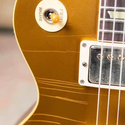 Gibson Custom Shop 1957 Les Paul Standard Murphy Lab Ultra Light Aged Electric Guitar with Bigsby - All Double Gold with Hardshell Case image 18