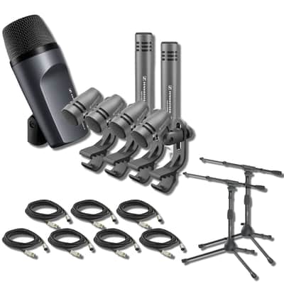 Sennheiser e600 Drum Microphone Kit with MS7411TB Tripod Style Bass Drum and Amp Mic Stand and XLR Cable image 1