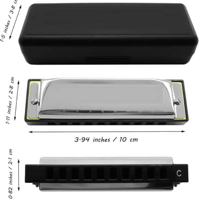 Harmonica Armonica Mouth Organ Blues Harmonica Key of C 10 Hole 20 Tone Polyphony Diatonic Harp with Case for Blues Folk Jazz Pop for Music Student Teacher Teaching Beginner Gift image 2