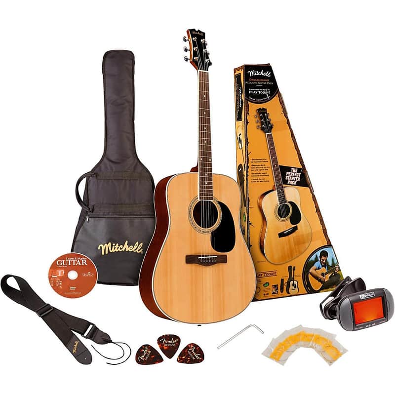 Mitchell D120PK Acoustic Guitar Value Package Regular Natural image 1