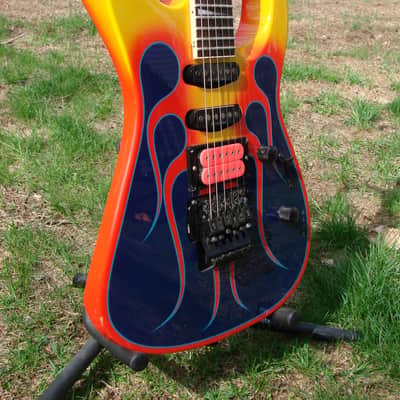 MIJ Jackson Pro Dinky DK2 Blue Orange Flames Japan image 13
