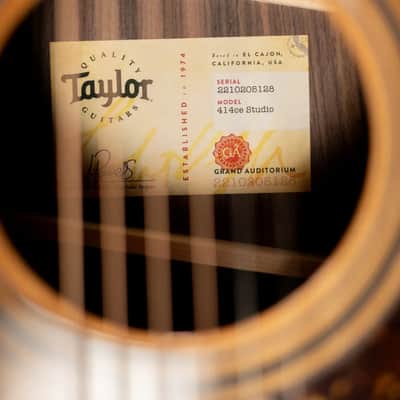 Taylor 414ce Studio Grand Auditorium Acoustic/Electric Guitar - Natural with Gig Bag image 14