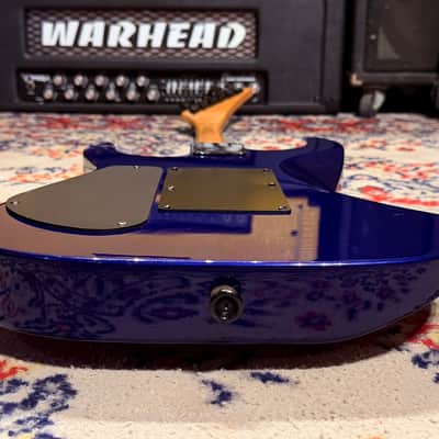 1999 Jackson Dinky HSS w/ Reverse Headstock + Shark Fins - Blue image 19