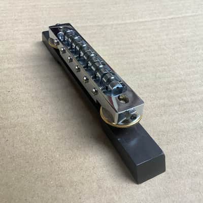 Unknown Vintage roller bridge with side screws and wooden base for guitar / archtop ? image 5