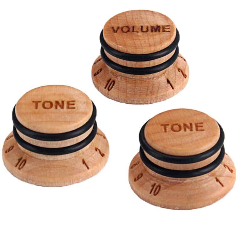 3 In 1 Wood Guitar Speed Knobs For Guitar Bass Parts Volume Tone Control Knob Top Hat (Maple Wood) image 1