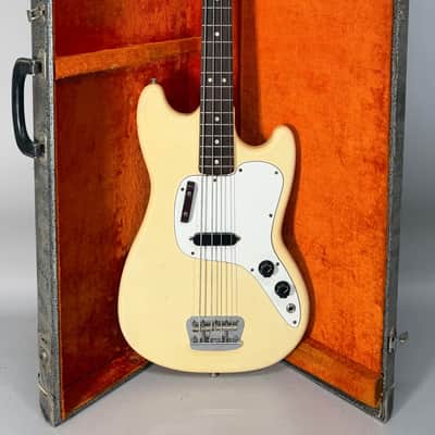 1974 Fender Musicmaster Shortscale Bass Olympic White w/OHSC image 1