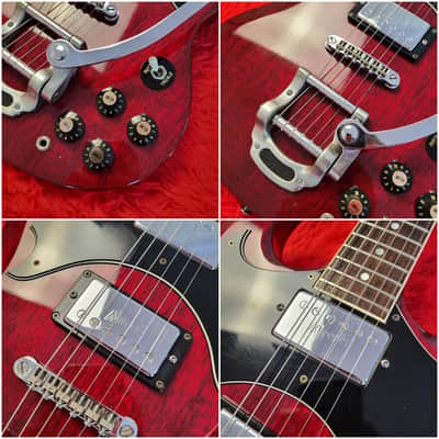 Very Rare Morris SG Deluxe (H.S. Anderson) 1973 - John Cipollina Clone? - Bigsby Style Tremolo - Original Maxon Humbuckers - Cherry Finish - Made In Japan MIJ image 4