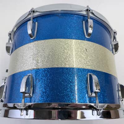 Ludwig 1960s 10x14" Snare Drum, 8-Lug Keystone Badge 1960s - Blue / Silver Sparkle image 2