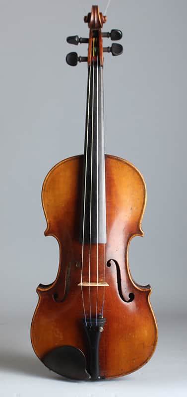 Violin (unlabelled)  (early 20th C.), original black hard shell case. image 1