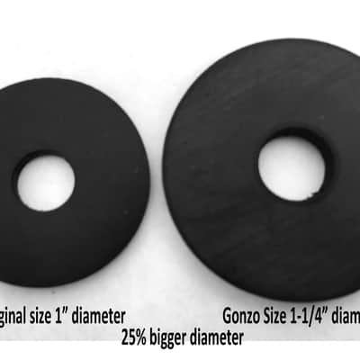 Four Gonzo XL Size BLACK Rubber Guitar Strap Locks - Classic Design & Great Reliability image 3