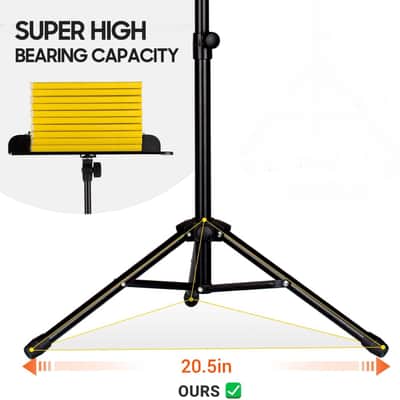 5 in 1 Dual-use Sheet Music Stand & Desktop Book Stand Metal Portable Solid Back Height Adjustable from 31.4-57in with Book Stand Support, Carrying Bag, Sheet Music Folder and Clip image 5