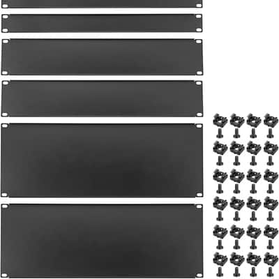 6 Pcs 1U,2U,4U Blank Panel Metal Rack Mount, 19 Inches, Filler Panel Mount Spacer Rack Blanking Panel Kit for Enclosure Server Rack Cabinet Black image 1