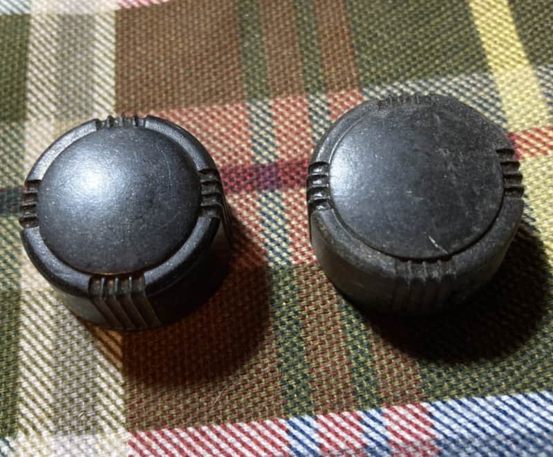 Two Black Vintage 1930s-40s Bakelite Amplifier Knobs image 1