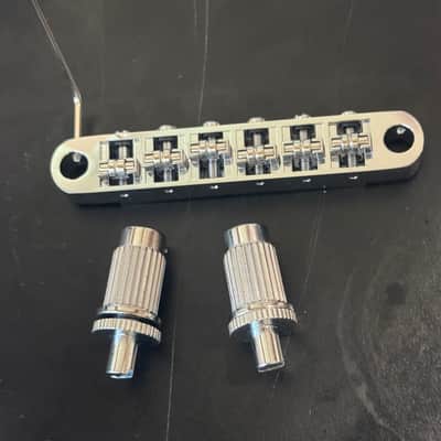 Guyker Locking Metric 6mm TuneOMatic Chrome Roller Saddle Bridge fits 6 String Electric Imported Guitars image 4