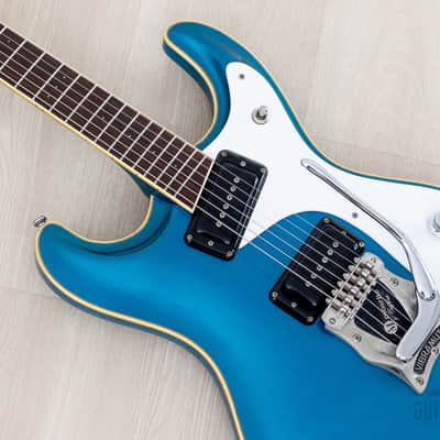 1996 Mosrite Ventures Model '63 Vintage Reissue Sidejack Blue w/ Vibramute & Case, Kurokumo image 7