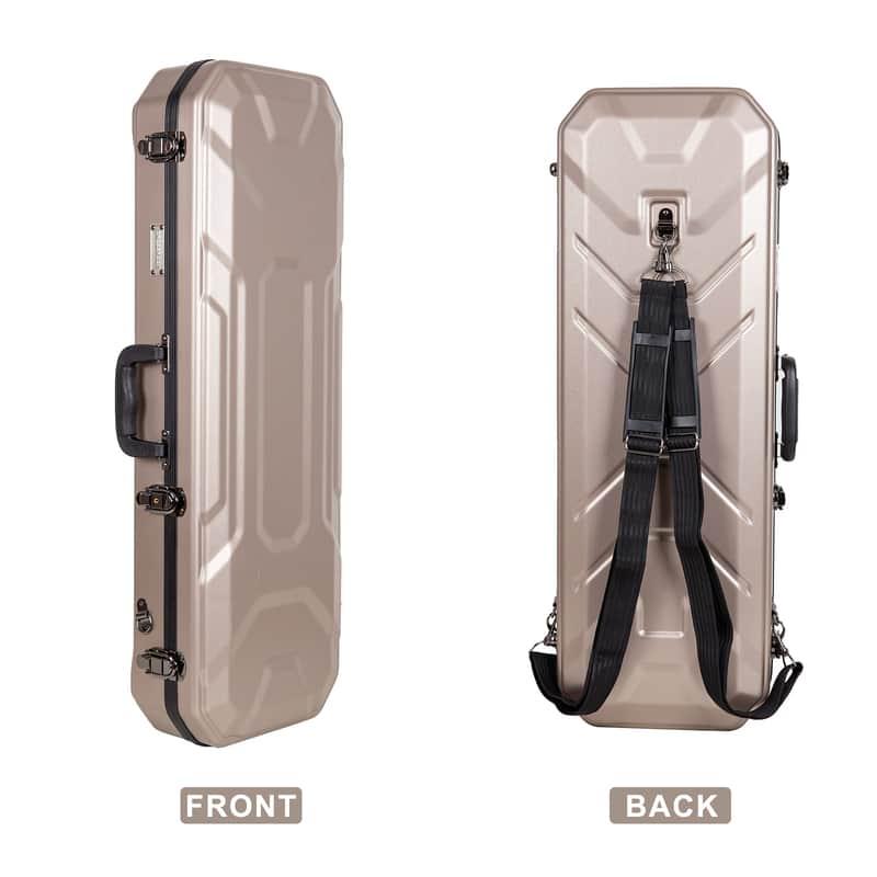 Crossrock 4/4 size Violin Case | ABS Molded Hardshell with Interior Compartment, 2 Bow Holders, Security Lock, and Detachable Straps-Champagne image 1