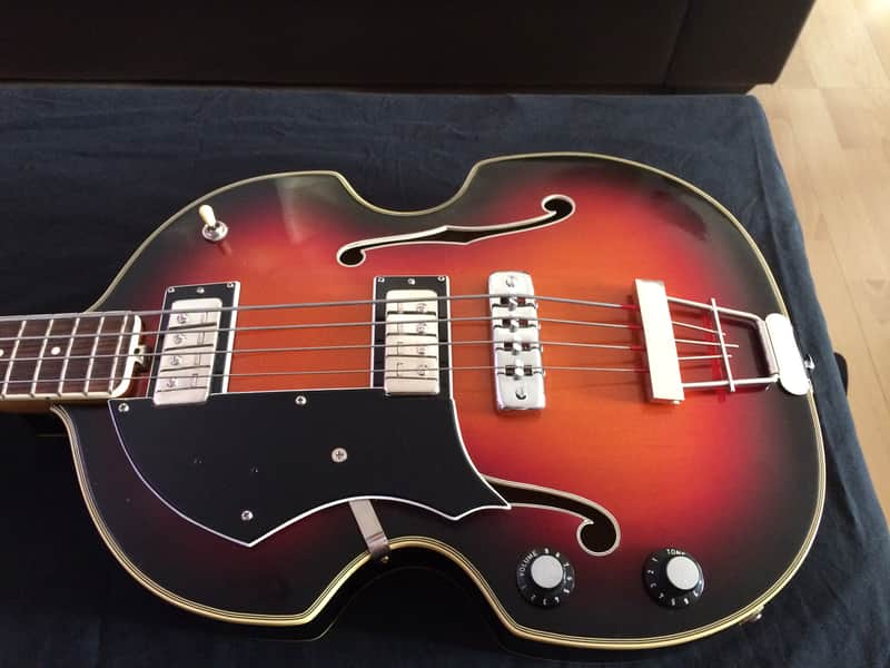 Left Handed Eko 1960s Violin Bass Guitar Sunburst Short Scale Very Rare Headstock! image 1