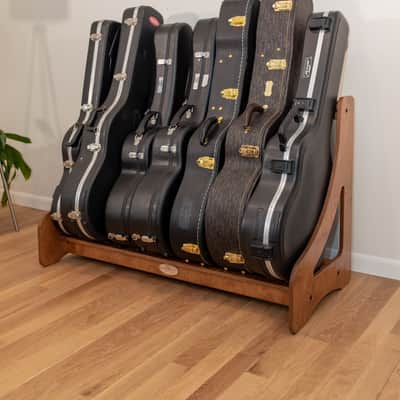 "Case Place" single level storage rack for acoustic, electric, bass, and other instrument cases BROWN image 1