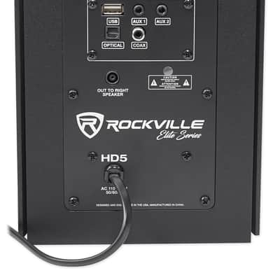 (2) Rockville HD5B 5" 150w RMS Powered Bluetooth Bookshelf Home Theater Speakers image 5