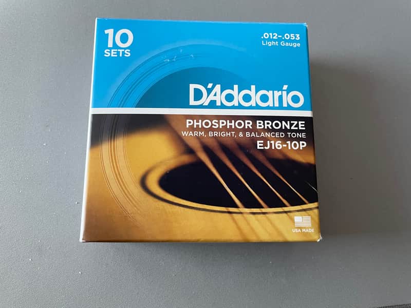 D'Addario EJ16-10P Phosphor Bronze Light Acoustic Guitar Strings (10) 2006 - 2020 - Bronze image 1