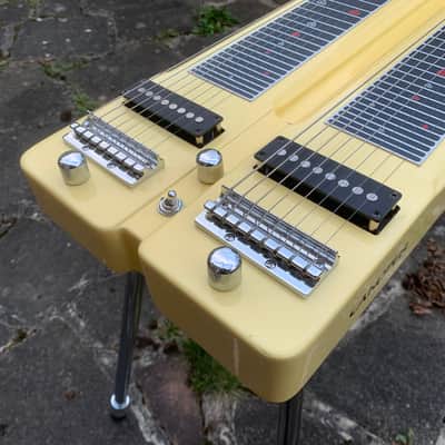 Canopus dual 8 double neck Console Lap steel guitar w case Cream white YSD8 image 11