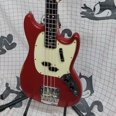 1966 Fender Mustang bass guitar, Dakota Red, OHC image 7