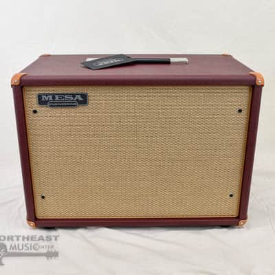 Mesa Boogie 1x12 Wide Body Compact Cabinet Closed Back - British Cabernet Bronco, Tan Jute Grille image 2