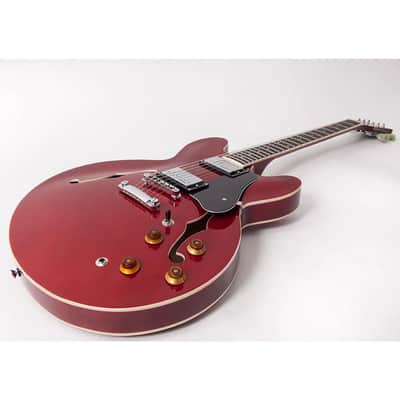 Vintage VSA500 ReIssued Semi Acoustic Guitar - Cherry Red (VSA500CR) image 3