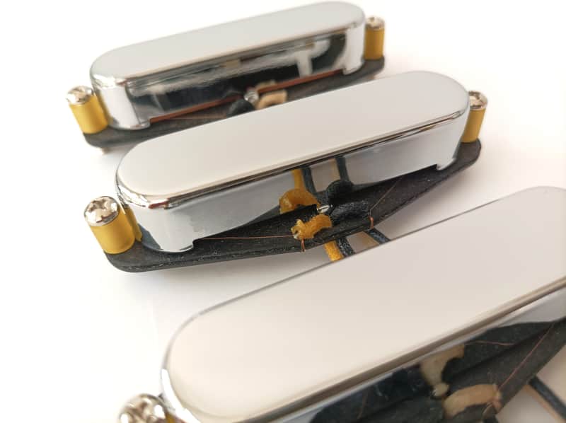 Stratocaster HOT Pickups SET CHROME Nickel-Silver Covers Hand Wound Q Custom Strat image 1