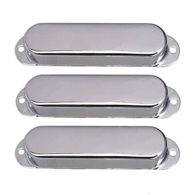 Stratocaster Metal Single Coil Pickup Covers (No Holes) - Chrome 3 Pcs image 1