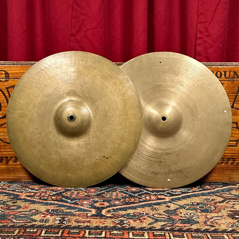14" Zildjian A 1940s-1950s Trans Stamp Sizzle Hi-Hat Cymbal Pair 554g/722g *Video Demo* image 1