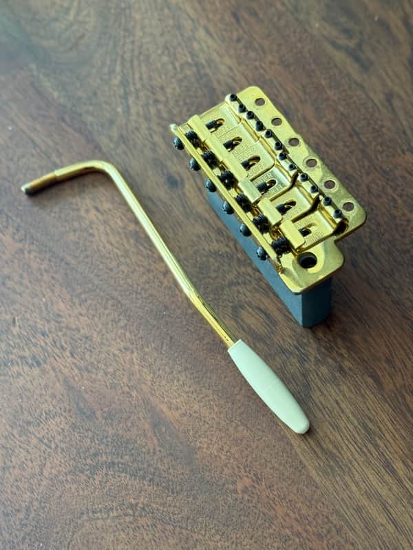 Fender Gold Stratocaster Tremolo Bridge Assembly – Fender Stamped Saddles – Includes Trem Arm image 1