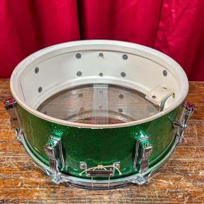 1960s Ludwig 5x14 No. 908P Jazz Festival Snare Drum Green Sparkle image 17