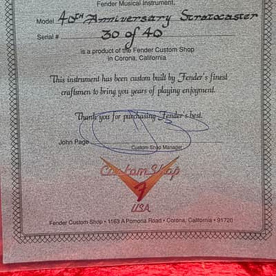 Fender Custom Shop Stratocaster 40th Anniversary Concert Limited Edition 1994 UK Exclusive ARTIST ONLY Eric Clapton Mark Knopfler Rory Gallagher George Harrison Keith Richards etc Ruby Red Ash Body Gold Hardware AAA Flame Neck USA American FSR Guitar image 7