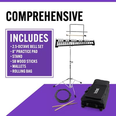 On-Stage BSK2500 Bell Kit - The Ultimate Percussion Package for Musicians, Unleash Your Creativity with Bells, Sturdy Stand, Mallets, Practice Pad and a Convenient Carrying Bag image 2