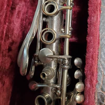AT Metal Clarinet in Bb new leather pads 1930's ? 1940's - Nickel chrome VIDEO image 17