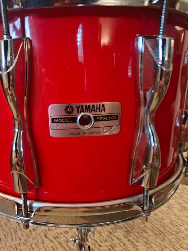 VINTAGE YAMAHA RECORDING CUSTOM 8x14 SNARE — HOT RED — NEW BATTER HEAD, NEW EXTENDED SNARE WIRES — VIDEO image 1