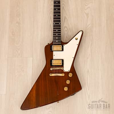 1990s Burny REX-80 Explorer Vintage Electric Guitar Walnut w/ Case, Japan Fernandes image 2