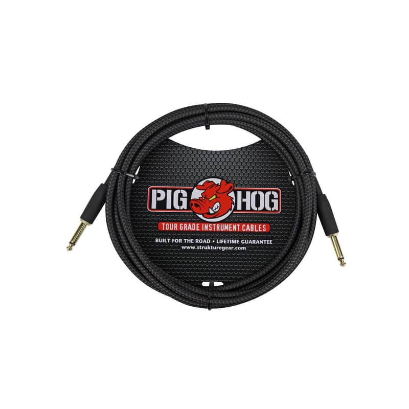 Pig Hog 10' Vintage Black Woven Guitar Instrument Cable image 1