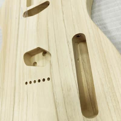Unfinished Paulownia Wood Guitar Tele Style Body, String Through Bridge image 6