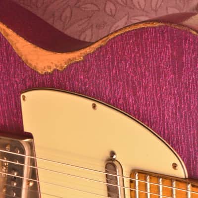 American Fender Custom Telecaster 2017 Magenta Sparkle Heavy Relic Lindy Fralins image 18