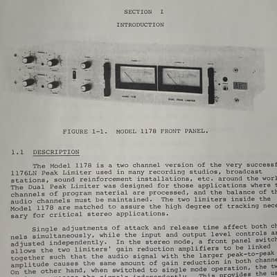 Operating Manual for Urei 1178 Dual Peak Limiter 1988 image 5