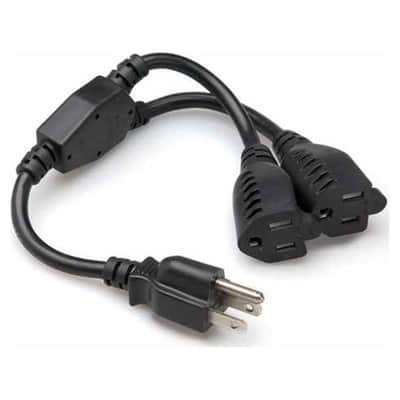 Hosa YAC-406 14 AWG Dual NEMA 5-15R to NEMA 5-15P Power Extension Y Cable